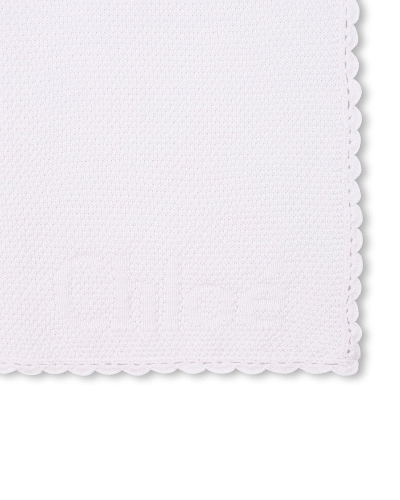 Baby Girls Ivory Knit Scallop Trim Blanket