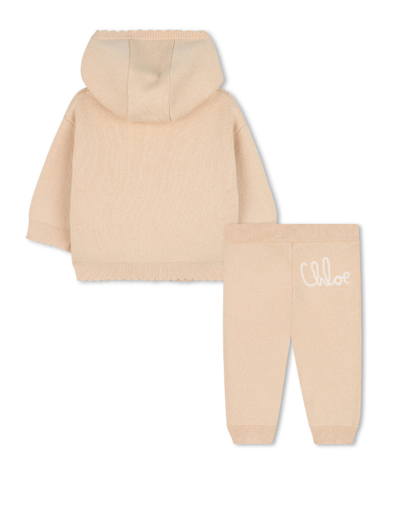 Baby Girls Beige Knit Tracksuit