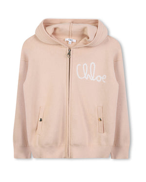
  
    Chloé
  
 Girls Beige Knit Zip Sweater