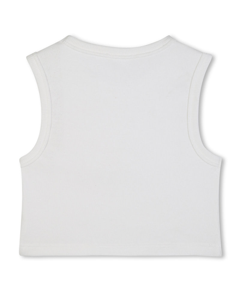 
  
    Chloé
  
 Girls Ivory Ribbed Cropped Tank Top