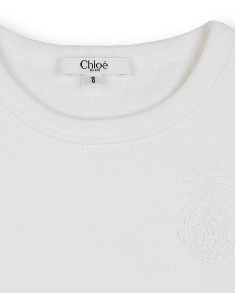 
  
    Chloé
  
 Girls Ivory Ribbed Cropped Tank Top