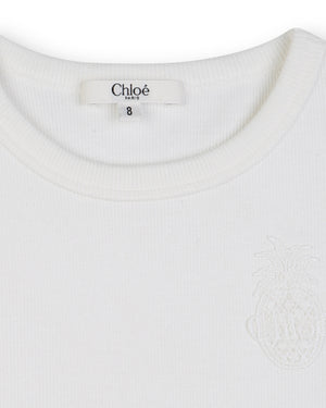 
  
    Chloé
  
 Girls Ivory Ribbed Cropped Tank Top