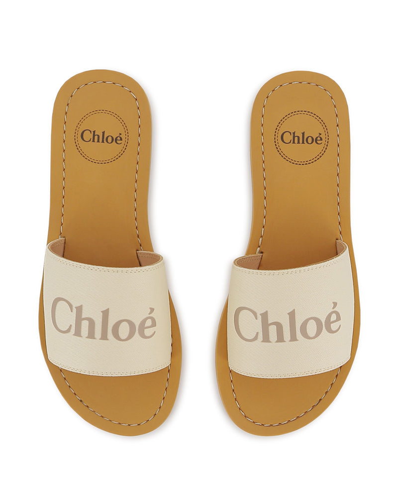 
  
    Chloé
  
 Girls Ivory Canvas Slides