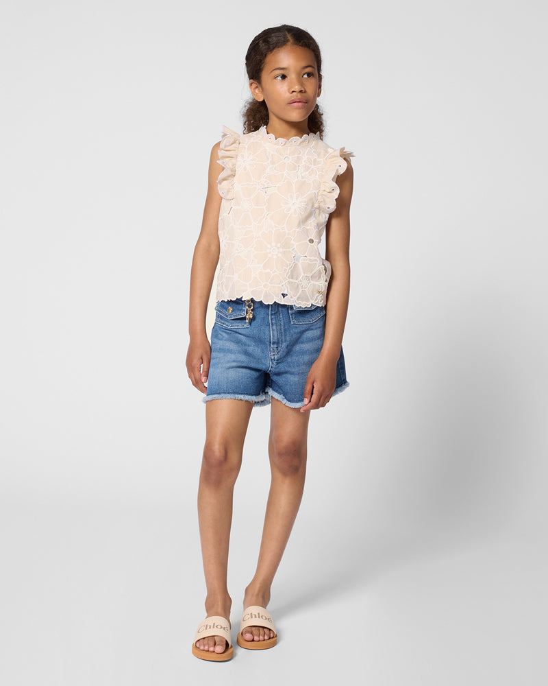 
  
    Chloé
  
 Girls Ivory Canvas Slides