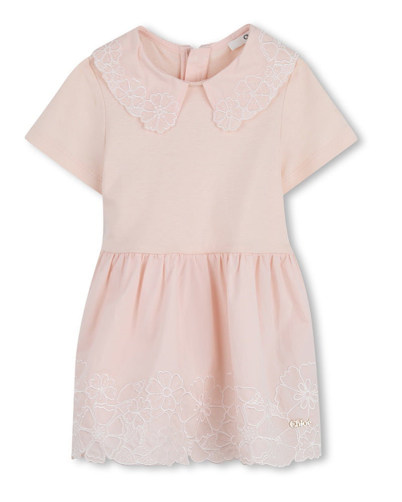 Chlo Baby Girls Pink Floral Embroidered Dress