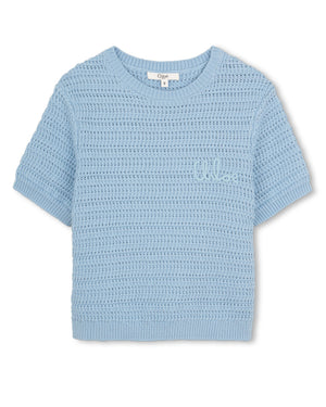 
  
    Chloé
  
 Girls Blue Crochet Knit Sweater