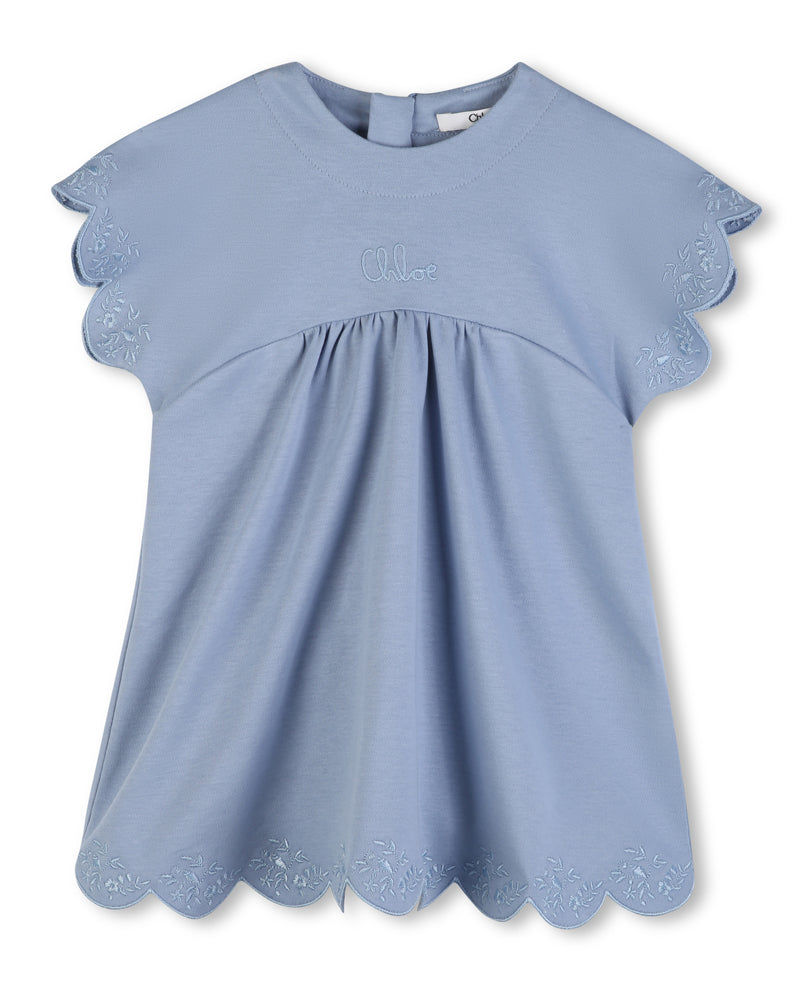 
  
    Chloé
  
 Baby Girls Blue Scalloped Denim Dress