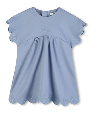 
  
    Chloé
  
 Baby Girls Blue Scalloped Denim Dress