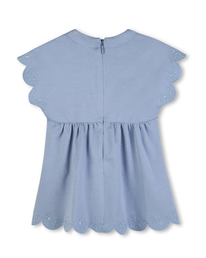 
  
    Chloé
  
 Baby Girls Blue Scalloped Denim Dress