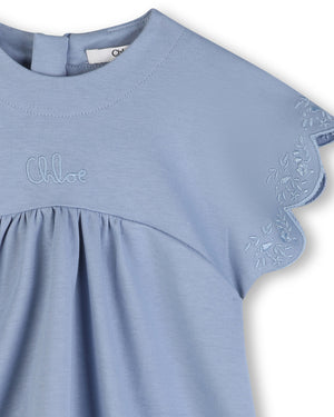 
  
    Chloé
  
 Baby Girls Blue Scalloped Denim Dress