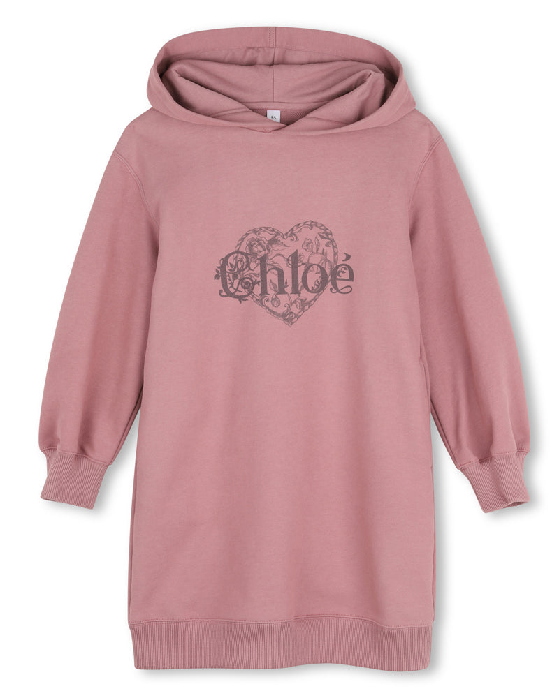 
  
    Chloé
  
 Girls Pink Hooded Logo Sweater Dress