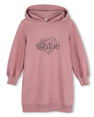 
  
    Chloé
  
 Girls Pink Hooded Logo Sweater Dress