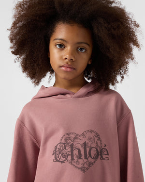 
  
    Chloé
  
 Girls Pink Hooded Logo Sweater Dress