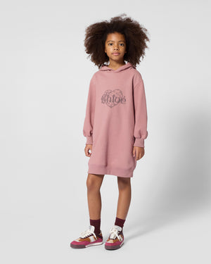 
  
    Chloé
  
 Girls Pink Hooded Logo Sweater Dress