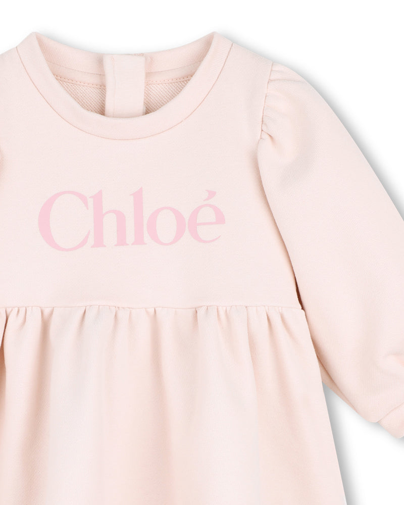 
  
    Chloé
  
 Baby Girls Pink Logo Sweater Dress