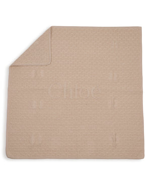 
  
    Chloé
  
 Baby Girls Beige Knit Logo Blanket
