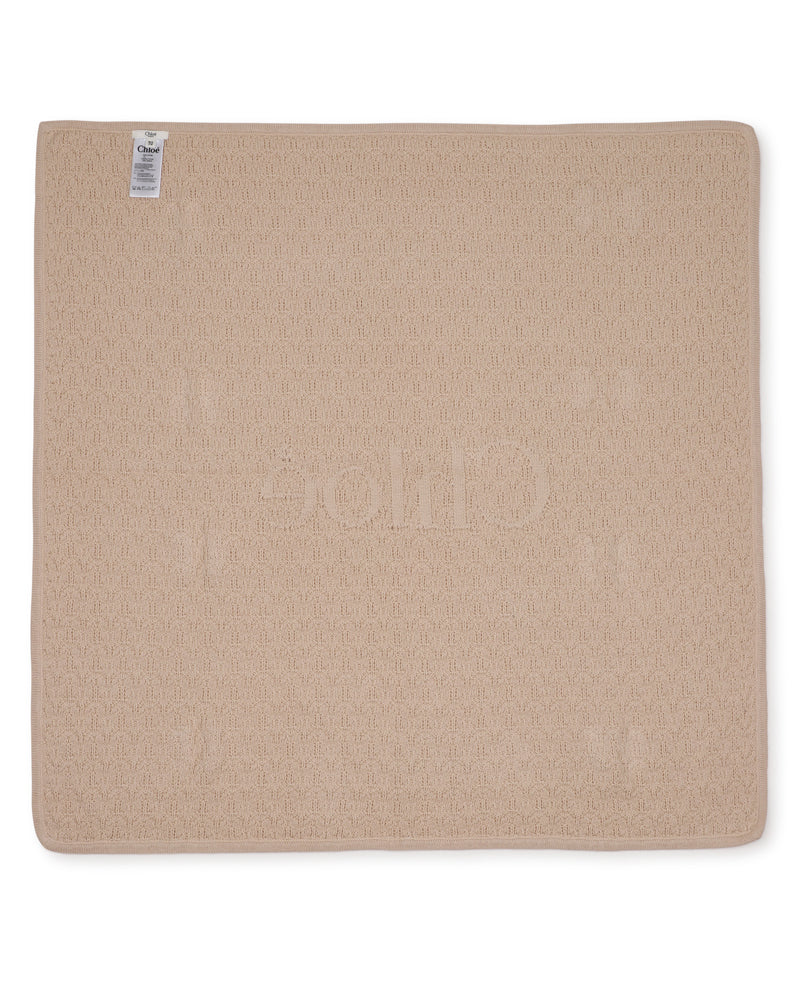 
  
    Chloé
  
 Baby Girls Beige Knit Logo Blanket