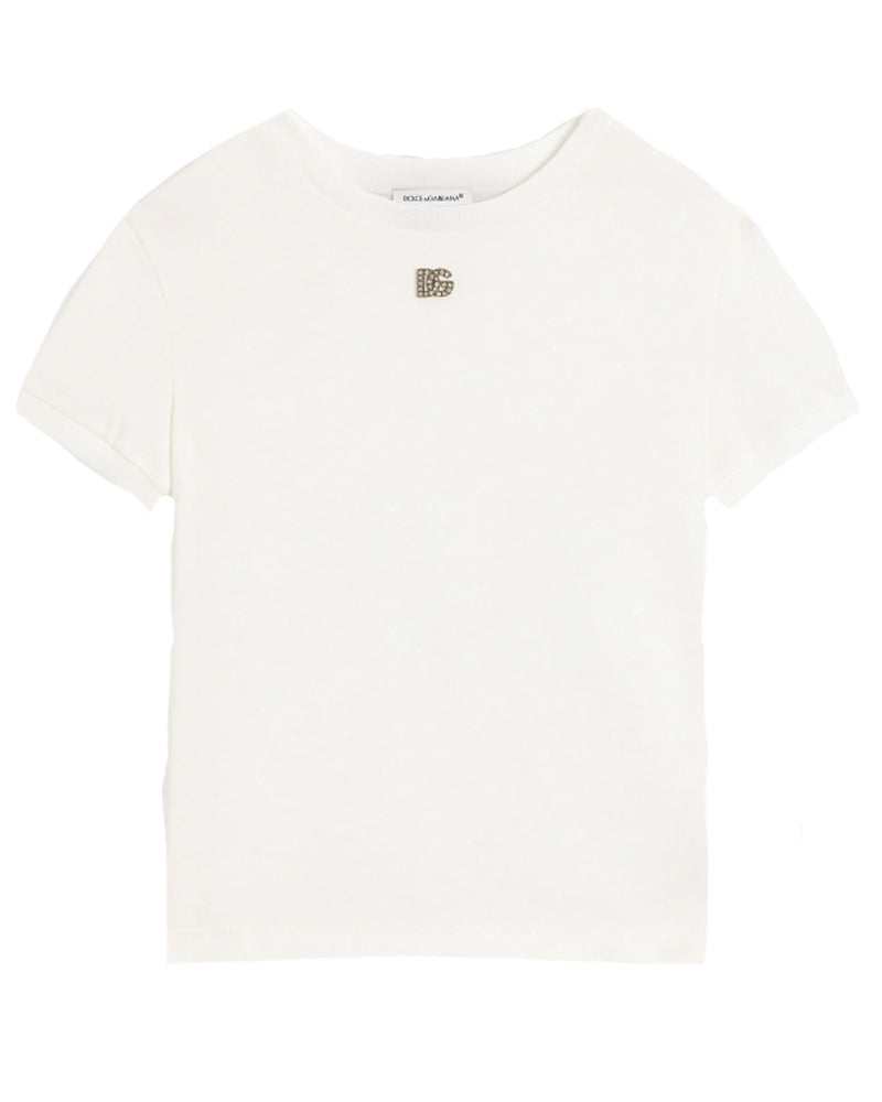 
  
    Dolce
  
    &
  
    Gabbana
  
 Girls White Crystal DG T-Shirt