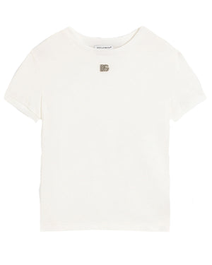 
  
    Dolce
  
    &
  
    Gabbana
  
 Girls White Crystal DG T-Shirt