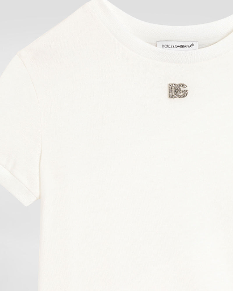 
  
    Dolce
  
    &
  
    Gabbana
  
 Girls White Crystal DG T-Shirt