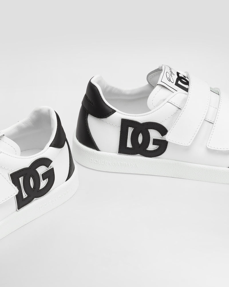
  
    Dolce
  
    &
  
    Gabbana
  
 White Leather DG Logo Sneakers