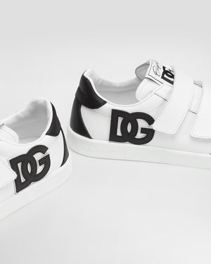 
  
    Dolce
  
    &
  
    Gabbana
  
 White Leather DG Logo Sneakers