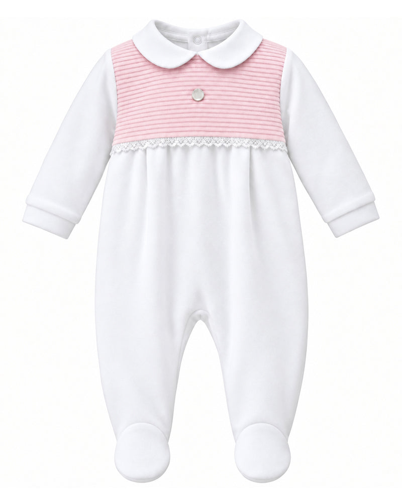 
  
    Pureté
  
    Du
  
    Bébé
  
 Baby Girls Pink/Ivory Velour Onesie