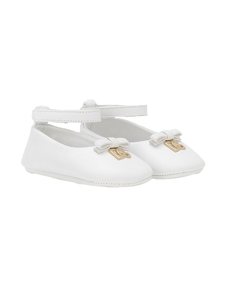 Baby Girls White Leather Ballerinas