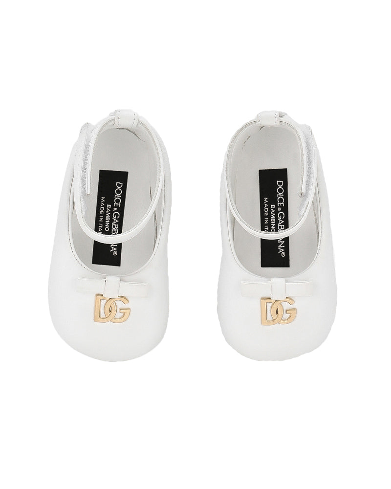 Baby Girls White Leather Ballerinas