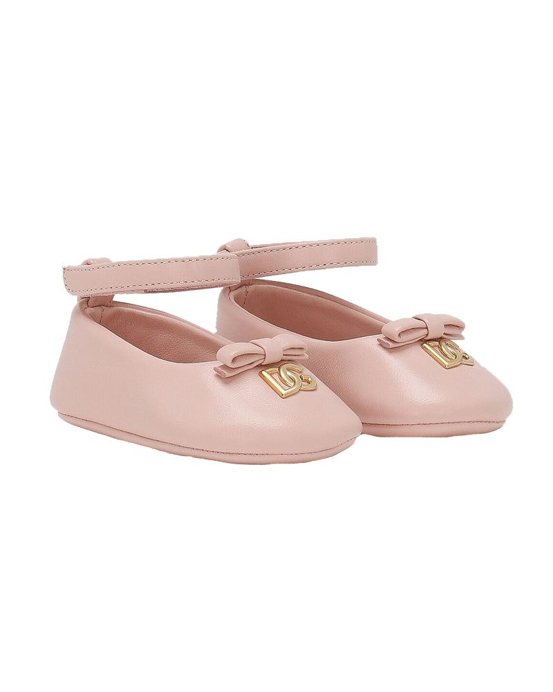 Baby Girls Pink Leather DG Ballerinas