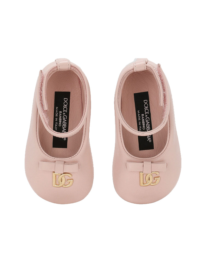 Baby Girls Pink Leather DG Ballerinas