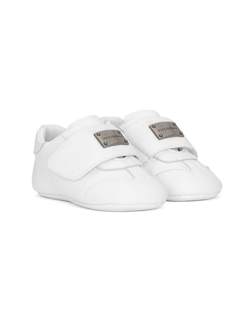 Baby Boys Leather Plate Logo Sneaker