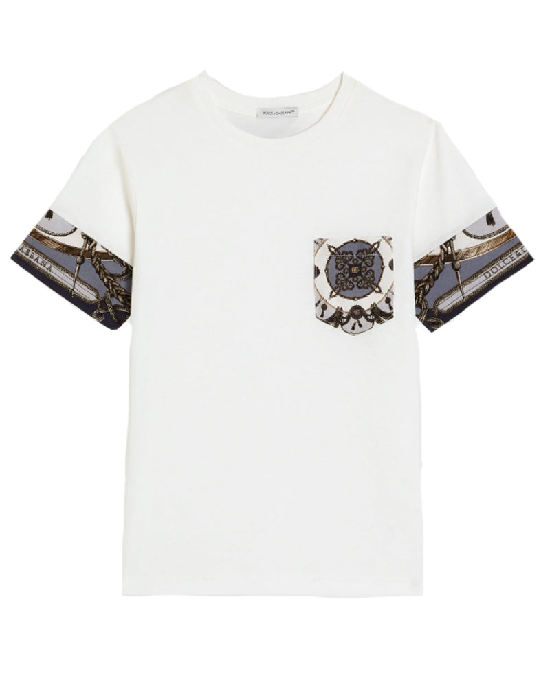 
  
    Dolce
  
    &
  
    Gabbana
  
 Boys White Cargo Print T-Shirt