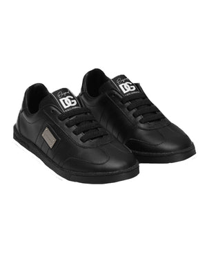 
  
    Dolce
  
    &
  
    Gabbana
  
 Black Leather Plate Sneakers