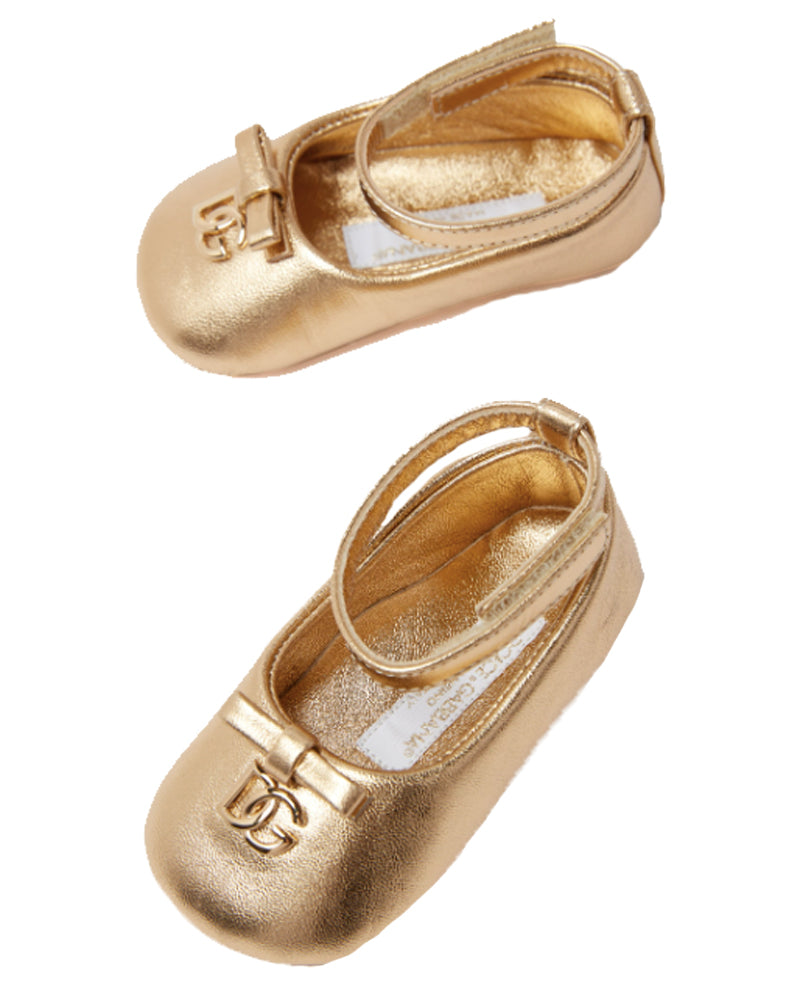Baby Girls Gold Metallic DG Ballerinas