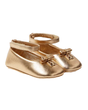 
  
    Dolce
  
    &
  
    Gabbana
  
 Baby Girls Gold Metallic DG Ballerinas