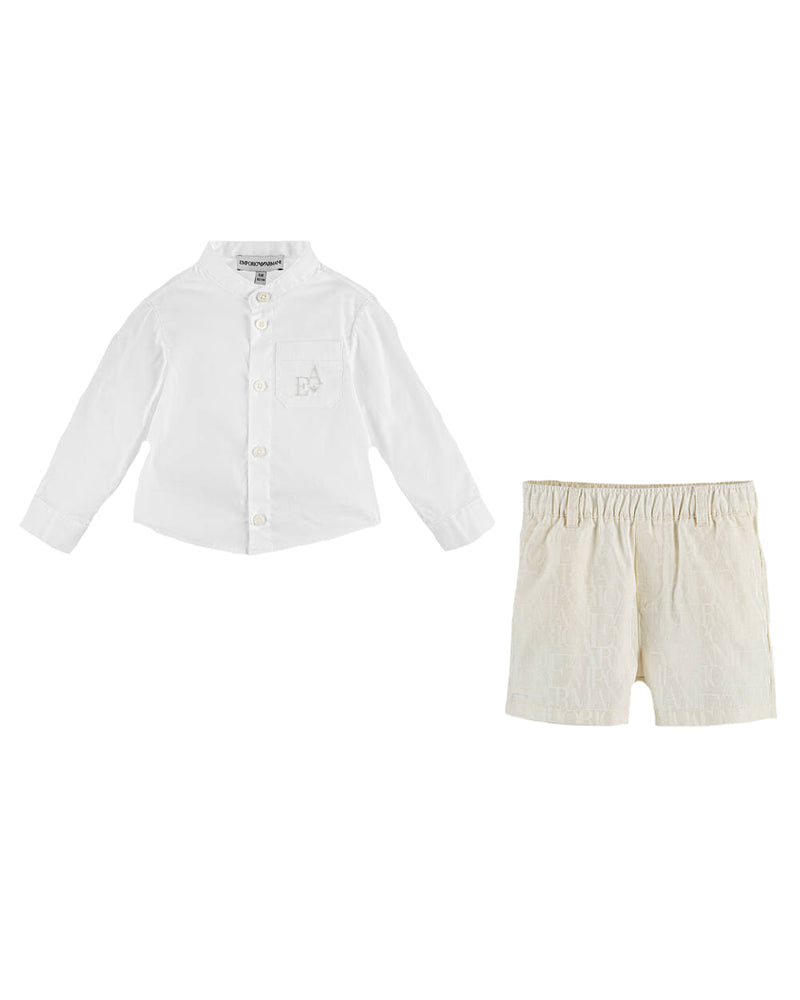 Baby Boys White/Cream Shirt &amp; Short Set