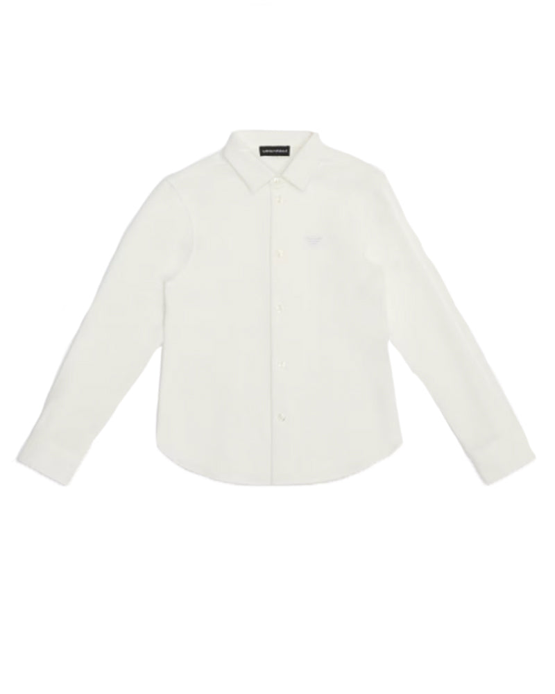 Boys White Cotton Pique Shirt
