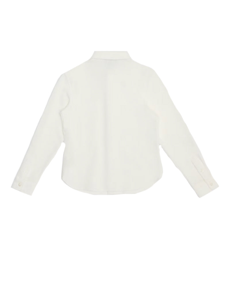 Boys White Cotton Pique Shirt