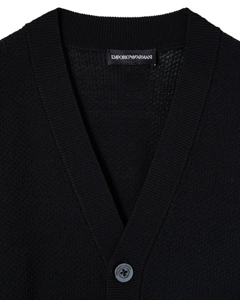 
  
    Emporio
  
    Armani
  
 Boys Navy Logo Knit Cardigan