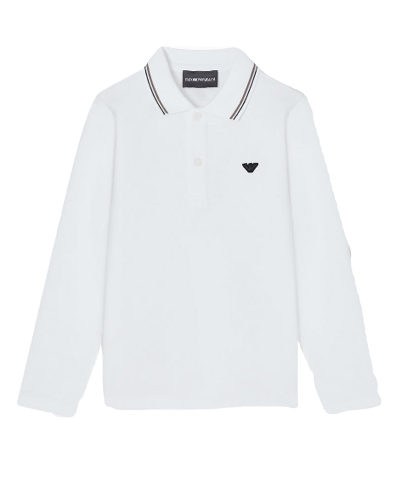 
  
    Emporio
  
    Armani
  
 Boys White Long Sleeve Cotton Polo