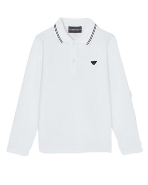 
  
    Emporio
  
    Armani
  
 Boys White Long Sleeve Cotton Polo