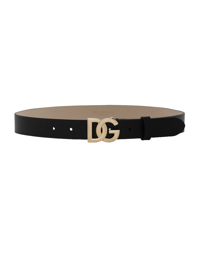 Leather Black/Gold DG Logo Belt