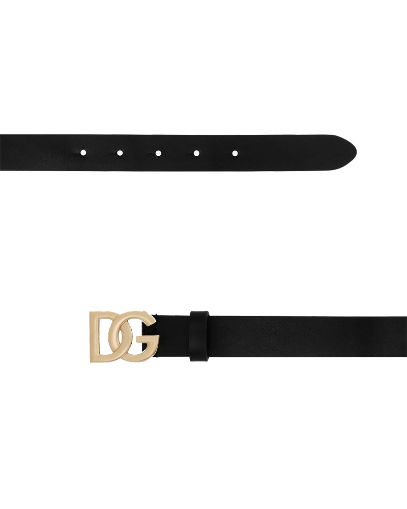 Leather Black/Gold DG Logo Belt