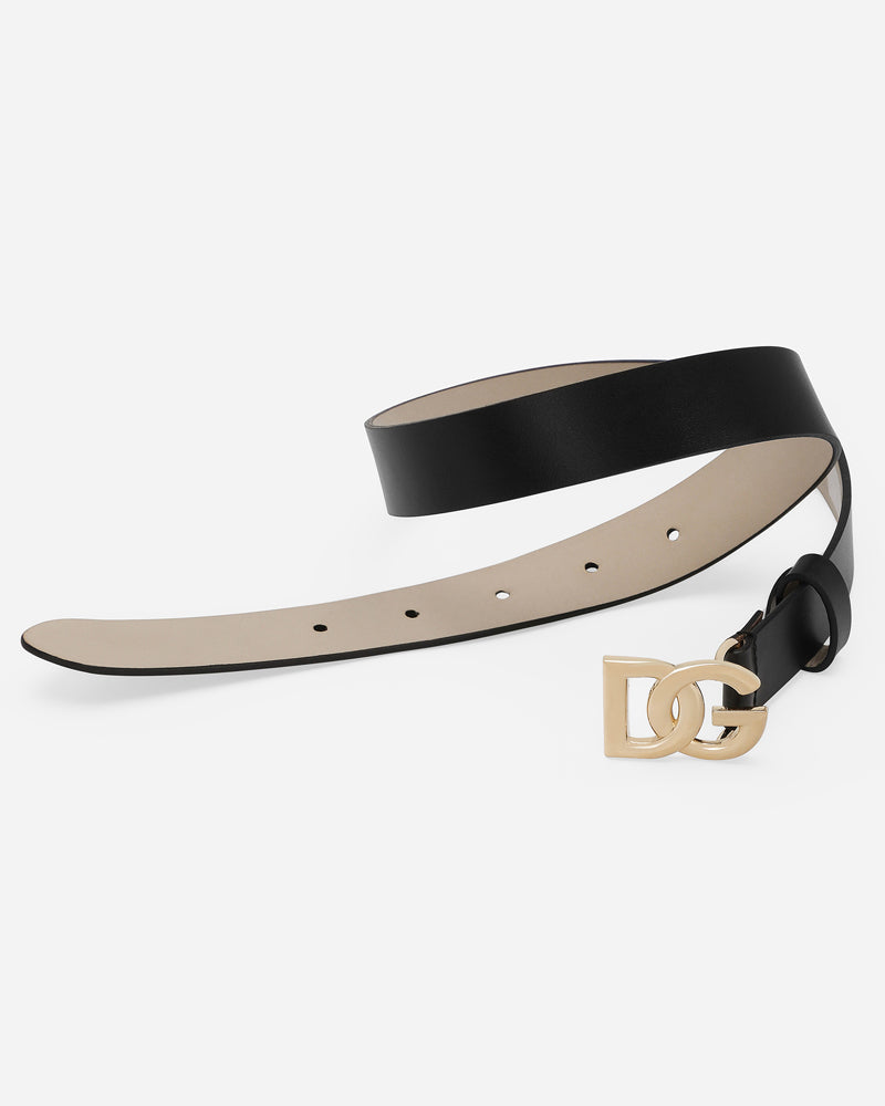 Leather Black/Gold DG Logo Belt