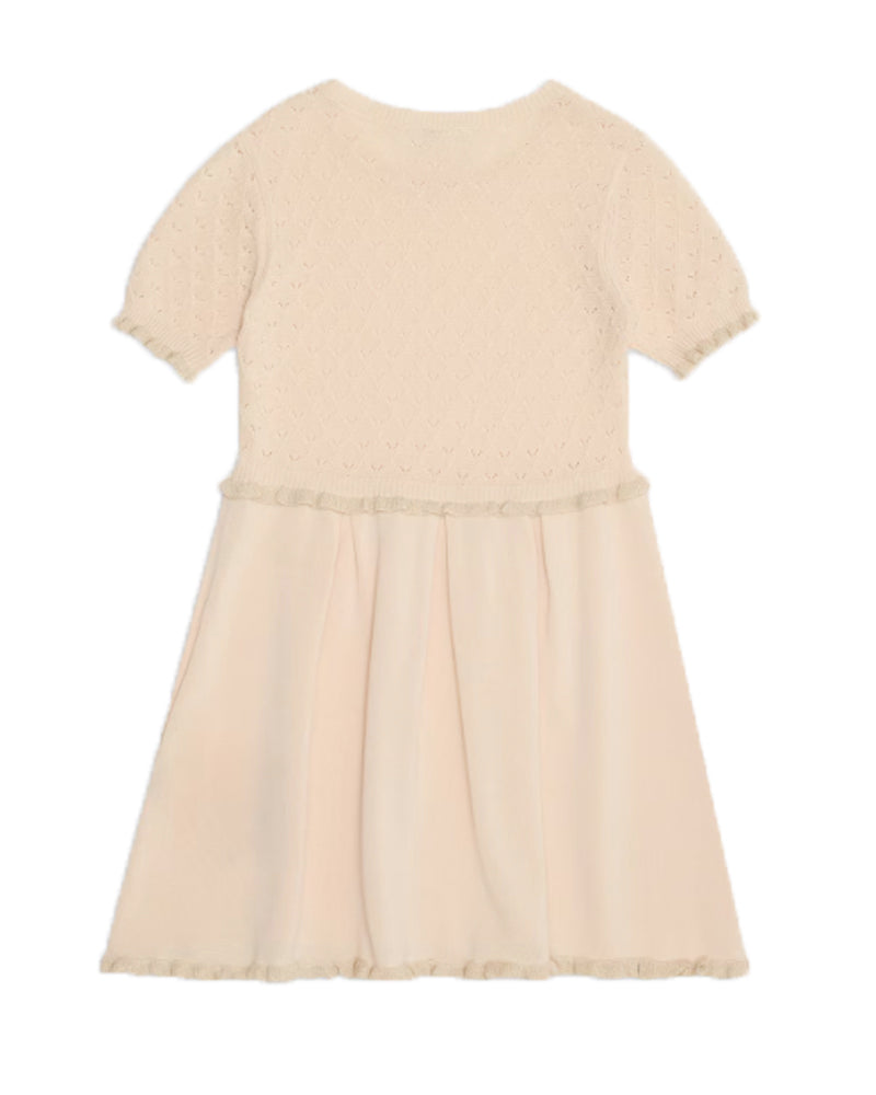 Girls Beige Knit Dress