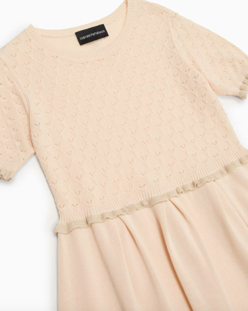 Girls Beige Knit Dress