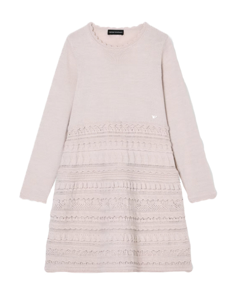 Girls Beige Micro Ruffle Dress