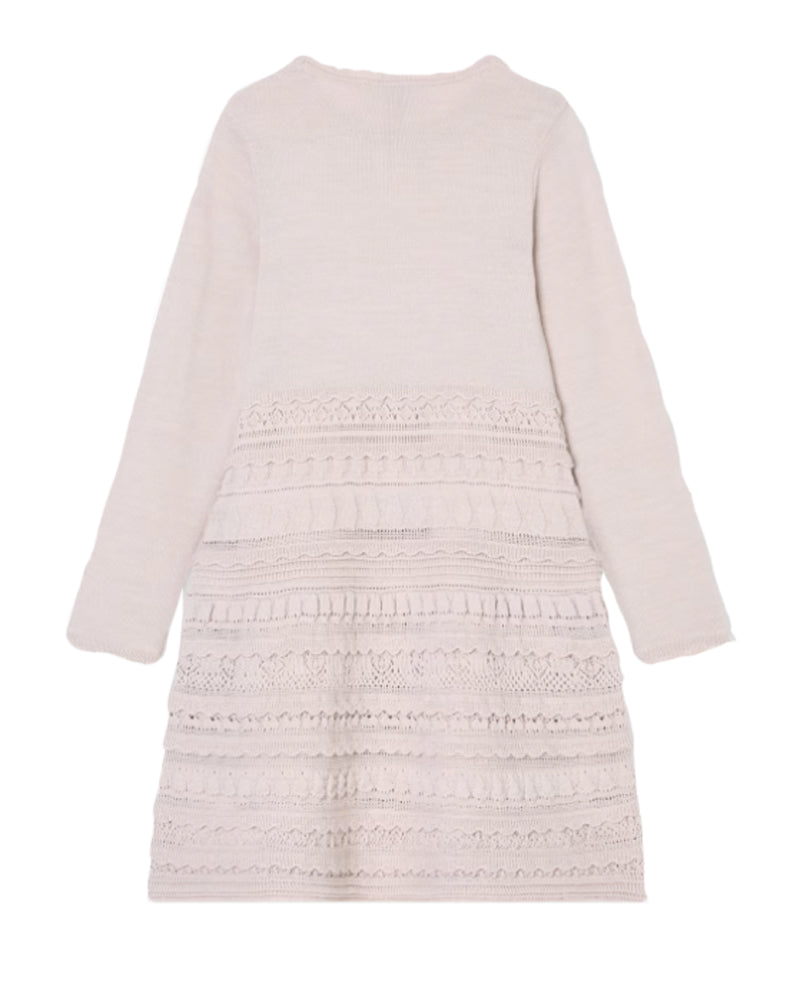 Girls Beige Micro Ruffle Dress