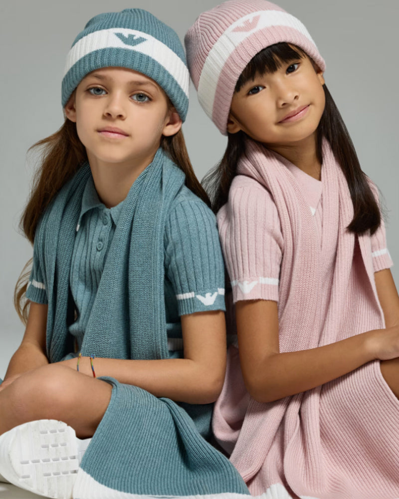 Girls Green Collared Knit Dress